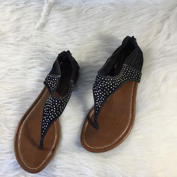 Kali Footwear Black Embellished Flat Thong Sandals - Picture 6 of 6